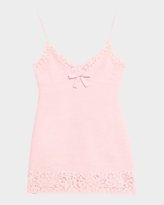 Meva Lace-Trim Tweed Mini Dress